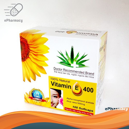 Vitamin E400 Kèm Tinh Chất Nha Đam - Cung cấp vitamin E cho làn da- Giúp sáng đẹp da