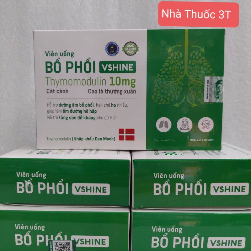 Viên uống Bổ Phổi Vshine, giúp giảm ho, giảm tiết đờm, giảm đau rát họng. Hộp 30 viên.