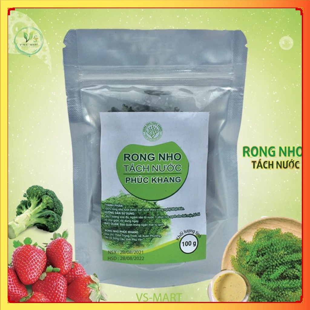 Rong nho tách nước🌿Thiên nhiên🌿Khối lượng 100G/Đặc sản nha trang/Dùng trộn salad/Ăn kèm với rau/Giàu chất dinh dưỡng