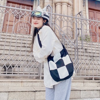 Túi đeo chéo canvas Checked Caro nam nữ