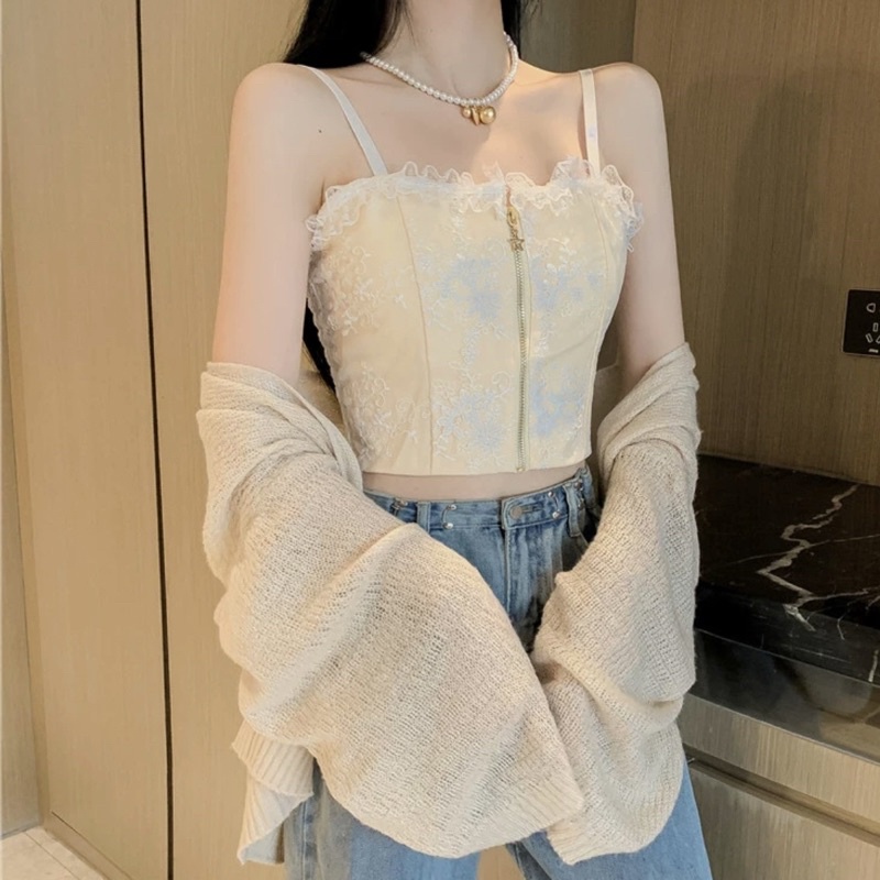 Áo hai dây bra ren chun lưng có đệm mút ngực hàng Quảng Châu đẹp