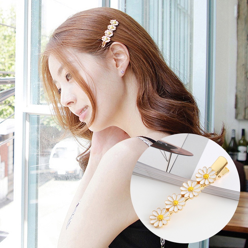 Kẹp tóc hình hoa nhỏ đính đá phong cách Retro Hàn Quốc