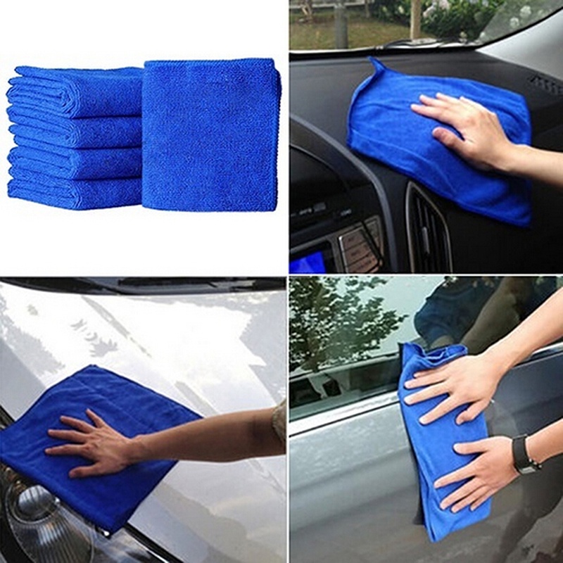 Set 5 khăn lau xe hơi chất liệu sợi nhỏ màu xanh dương