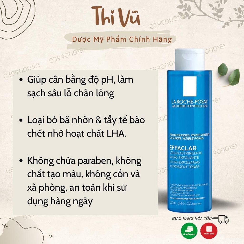 Toner La roche Posay Effaclar, nước cân bằng dành cho da dầu mụn nhạy cảm - Thi Vũ