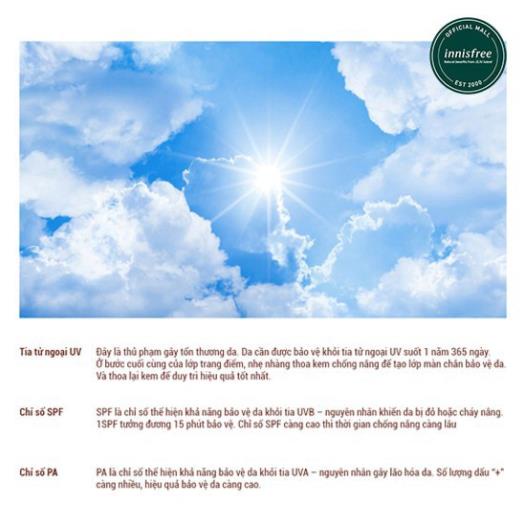 FREESHIP-Kem chống nắng lâu trôi làm sáng da innisfree Intensive Triple Care Sunscreen SPF50+ Pa++++ 50ml up