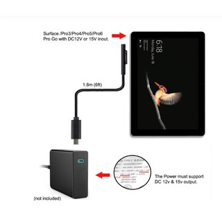 Dây cáp sạc Type C cao cấp cho Microsoft Surface Pro 6 / 5 / 4 / 3