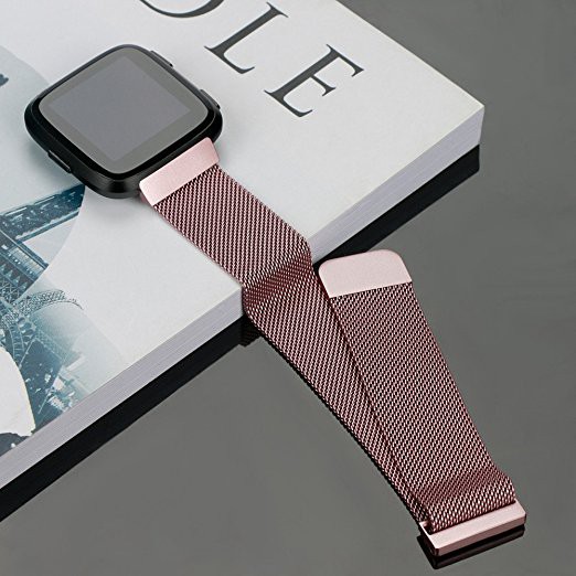 Milan Nice Magnetic Loop Stainless Steel Band Strap for Fitbit Versa Smart Watch