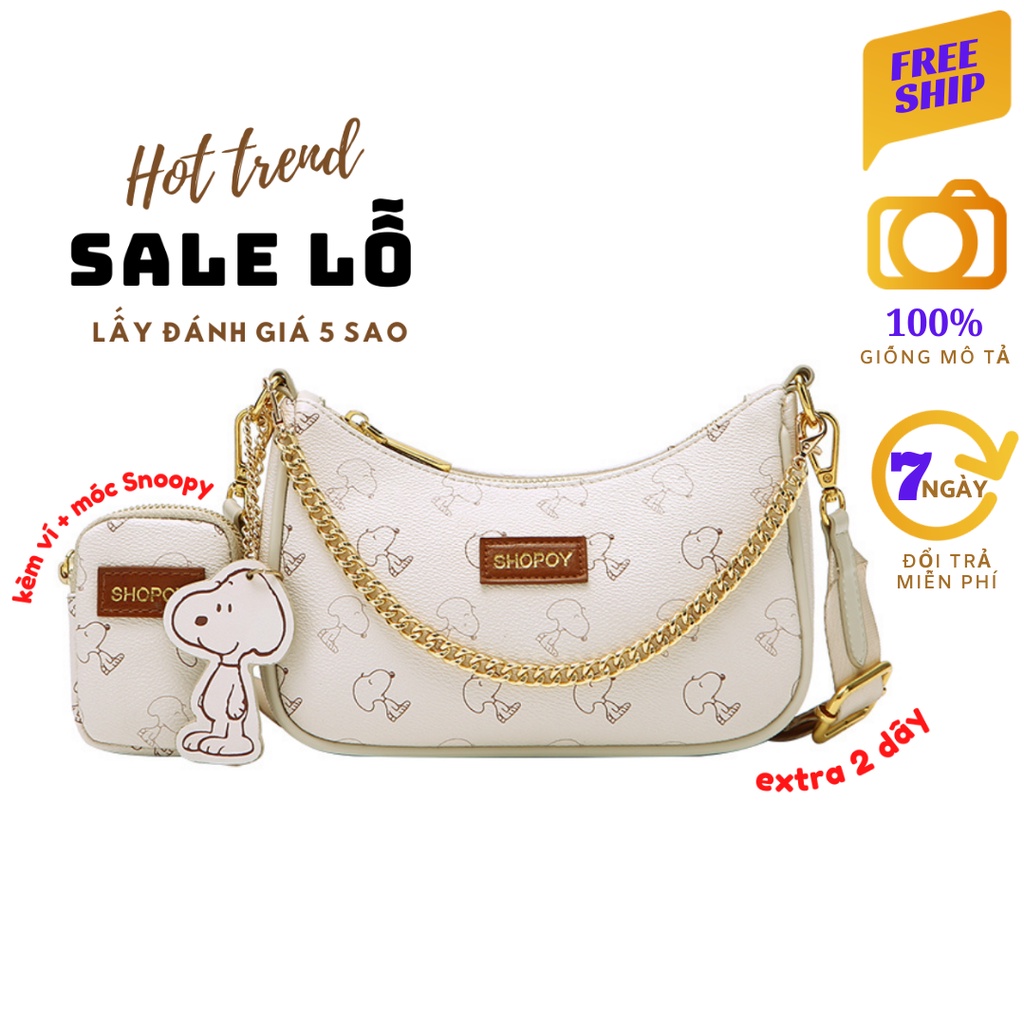 Túi Đeo Chéo Snoopy Hot Trend, Túi Kẹp Nách Nữ Kèm Ví nhỏ sang chảnh đi chơi, đi làm, dự tiệc, chụp ảnh vlog TDC32