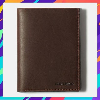 Ví MIB leonardo dáng đứng dáng ngang cầm tay, ví MIB da sáp nâu thiết kế hiện đại WMIB02N