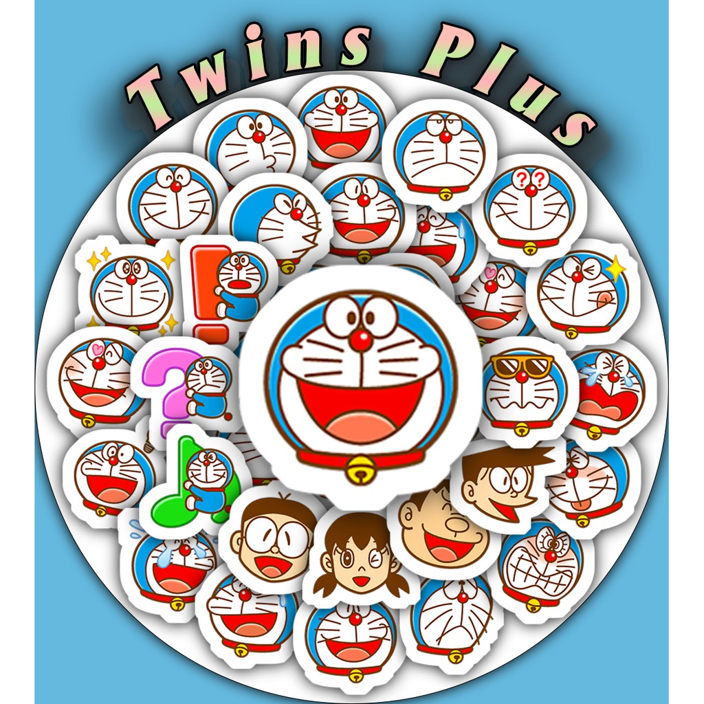 Bộ 25 Sticker Doraemon emoji dán trang trí laptop, máy tính bỏ túi, vali, điện thoại, đàn ghita,.