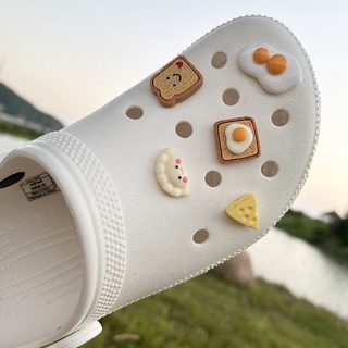 Image of 10pcs Egg Smile Toast Style Series DIY Jibbit for croc accessories fashion jewelry women child shoe slipper sandals decoration DIY Phone Case pendants Kids gift toys
