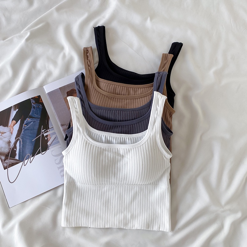 SẴN || Áo hai dây có mút ngực vải cực đẹp nhiều màu trendy Ulzzang