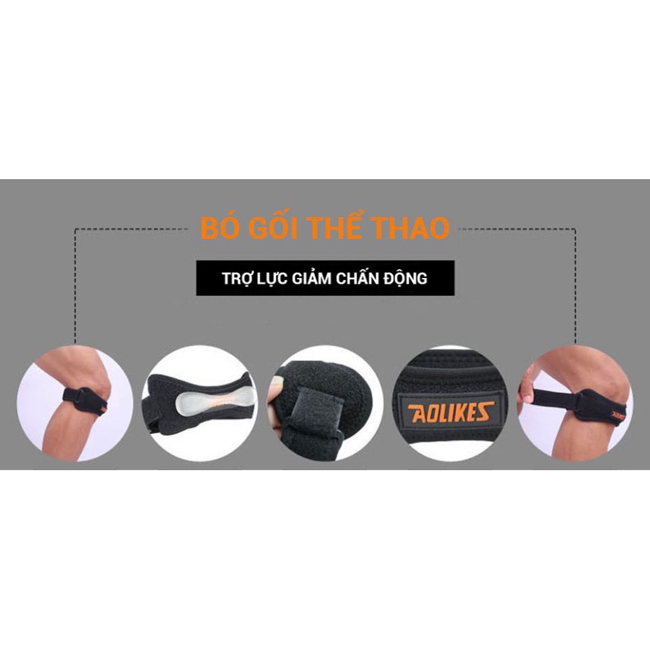 Đai bảo vệ đầu gối AOLIKES đệm silicone hỗ trợ xương bánh chè Magnetic Knee Support Belt AL 7918