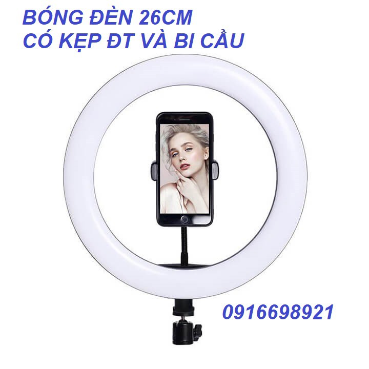 Đèn lẻ Led 26cm Có Kẹp Điện Thoại và Bi cầu Dây remote livestream | BigBuy360 - bigbuy360.vn