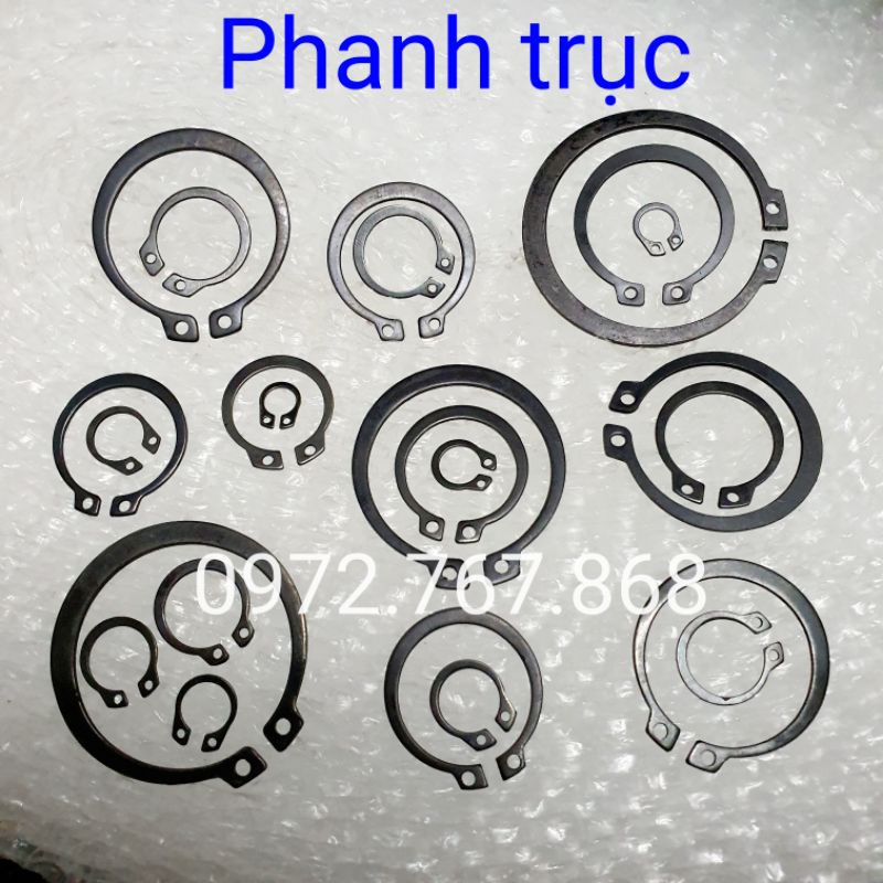 10 chiếc phanh chặn trục các loại, vòng phanh chặn ngoài