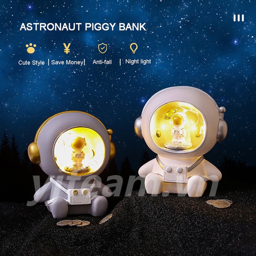 Hot giảm giá👨‍🚀Gia Bằng Nhựa Resin Sáng Tạo Đèn ngủ trang trí hình Phi Hành Gia đèn led trang trí để bàn và làm ống heo đất tiết kiệm độc đáo @YJ1VN