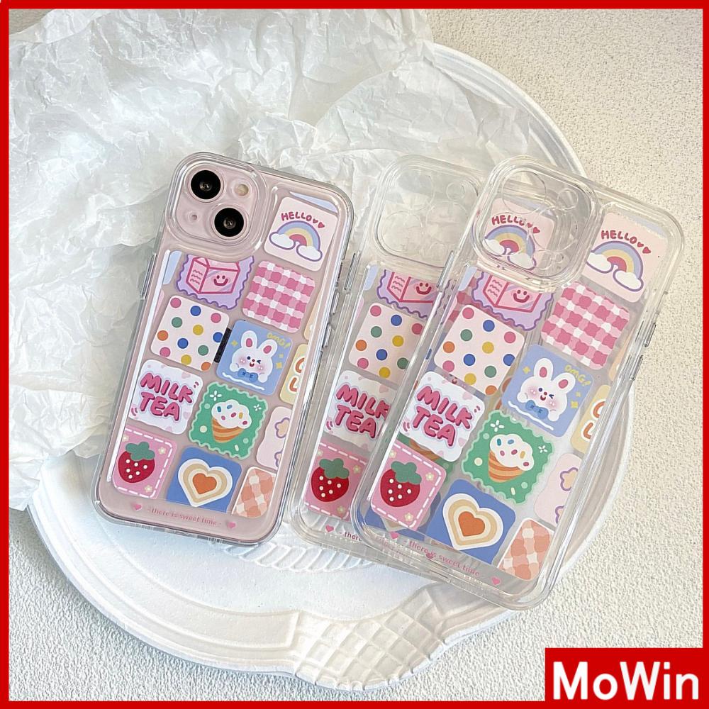 Ốp điện thoại trong suốt TPU dày mềm chống va đập họa tiết thỏ cầu vồng thích hợp cho điện thoại iPhone