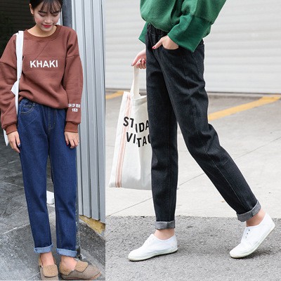 Quần Jean Baggy basic nữ ống đứng lưng cao có túi size đại - Tiên Nguyễn Big Size ...