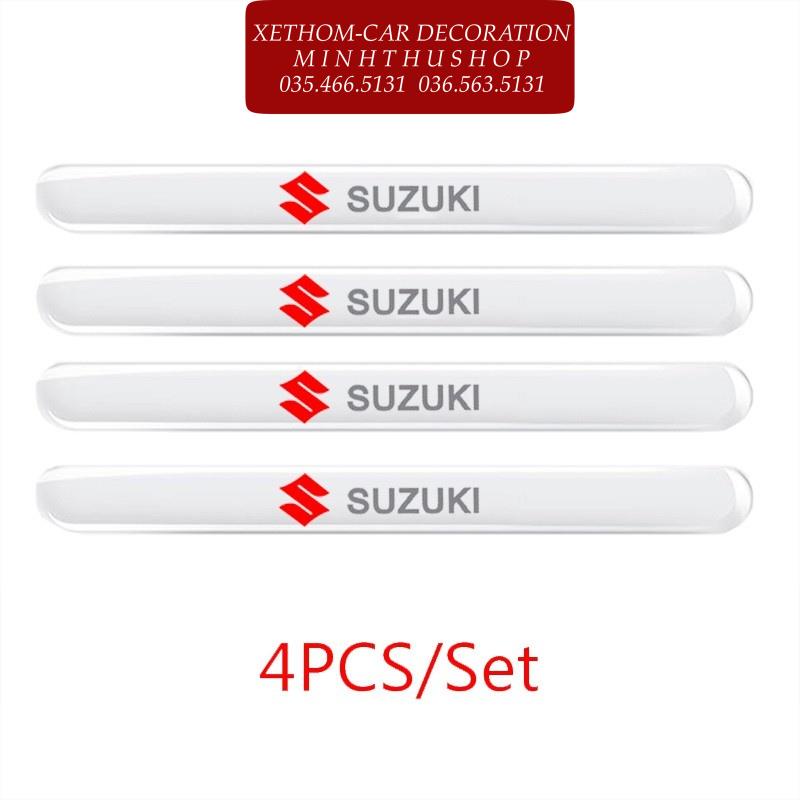 (Suzuki) Bộ 10 Miếng Dán Silicon Chống Xước Hõm Cửa, Tay Nắm Cửa và Gương Có Logo Hãng Xe (Suzuki)