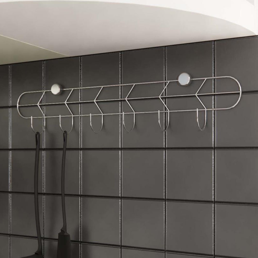 HomeBase KECH Kệ Inox nhà bếp hình lá gồm 6 móc Thái Lan W45cmxD8.3xH4cm