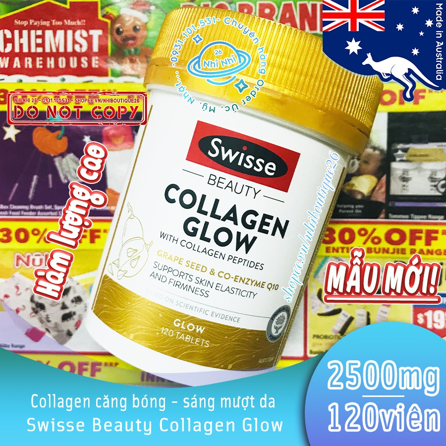 🎈CÓ BILL ÚC🎈 Swisse Beauty Collagen Glow - Collagen căng bóng da 60 viên / 120 viên / 120g 🎈 Chuẩn Chemist Warehouse 🎈 | WebRaoVat - webraovat.net.vn