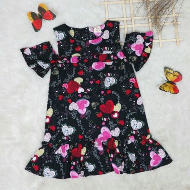 XẢ HÀNG VÁY ĐẦM BÉ GÁI THUN CAO CẤP RỚT VAI SIZE 1 - 6 SALE GIÁ SỐC