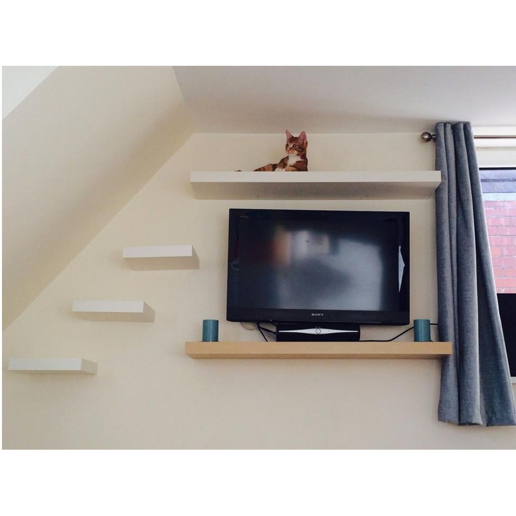 Combo 3 thanh kệ trang trí 40-50-60 cm x 15cm màu trắng, đen, kệ gỗ thanh ngang treo tường