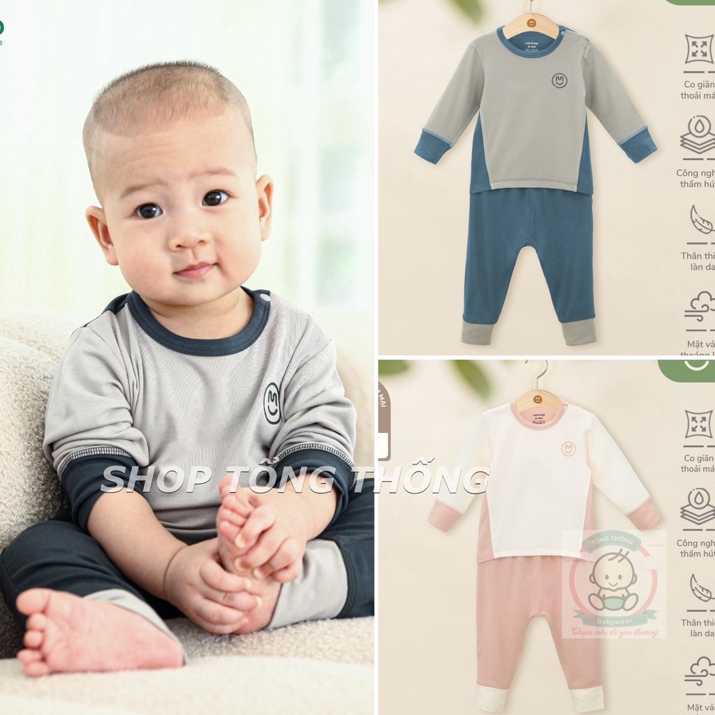 Bộ Uala Rogo dài tay cài vai Petit cao cấp mềm mịn thoáng mát thấm hút tốt trơn phối mẫu mới cho bé trai bé gái 2251