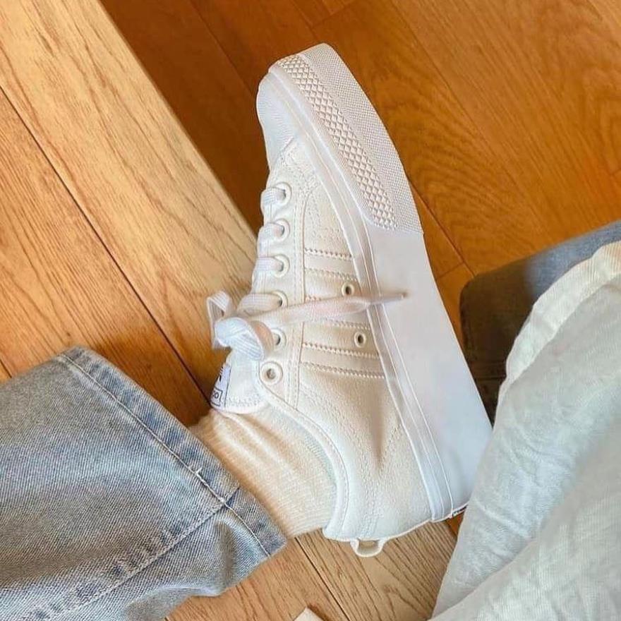 Giày thể thao nữ ADIDAS NIZZA PLATFORM W TRẮNG & ĐEN CHÍNH HÃNG