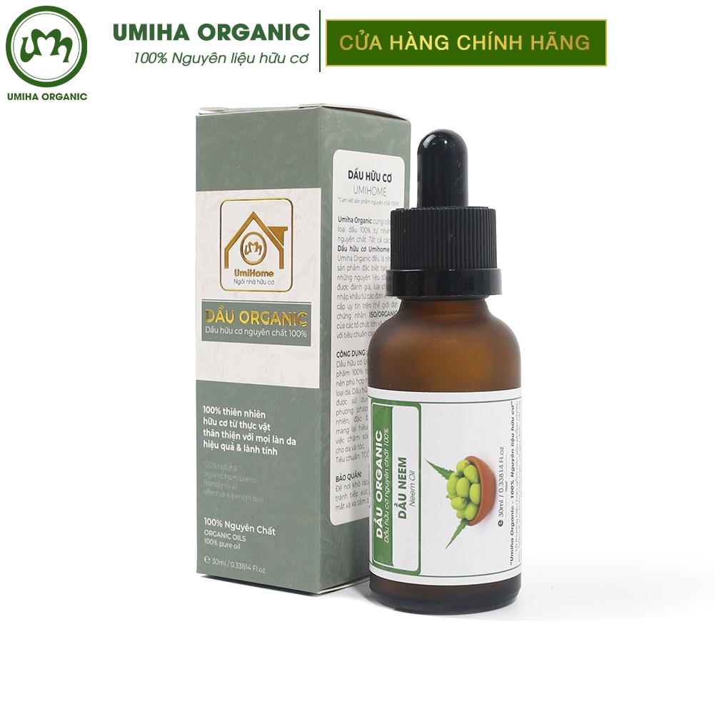 Dầu Neem nguyên chất UMIHOME hữu cơ 30ml ngừa mụn trứng cá, dưỡng ẩm da và làm mờ rạn da