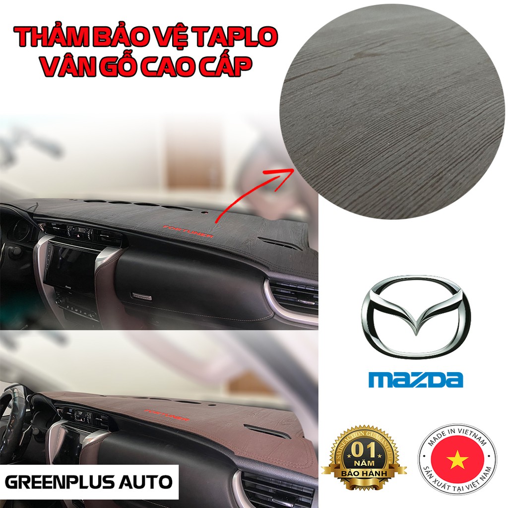 Thảm Taplo ô tô Mazda, chất liệu da Vân Gỗ cao cấp, bảo hành 12 tháng