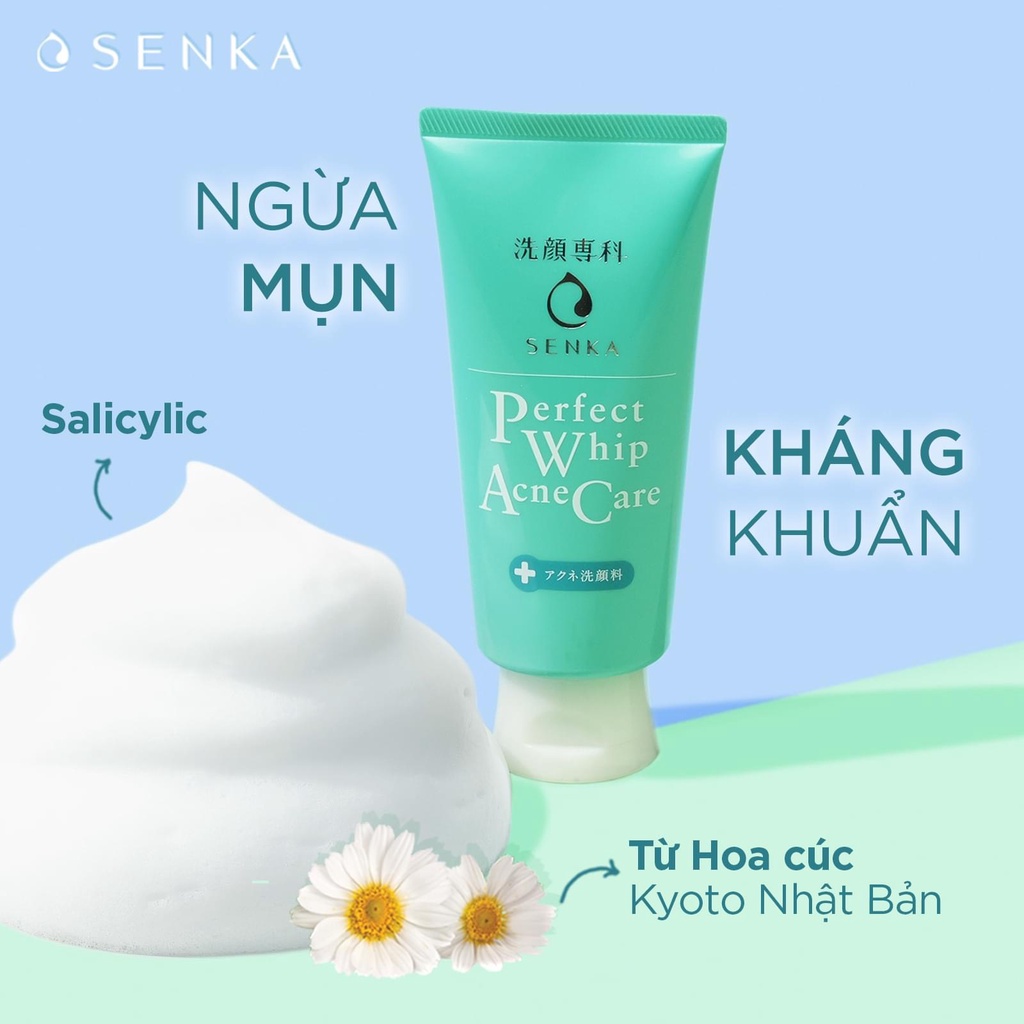 Sữa rửa mặt dành cho da mụn Senka perfect whip acne care 100g