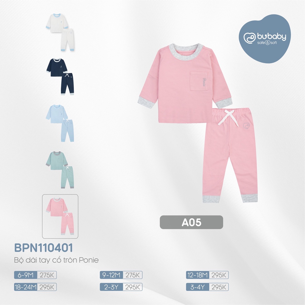 [CHÍNH HÃNG] Bộ quần áo dài tay cổ tròn chất liệu mềm mại BU Ponie BPN110401