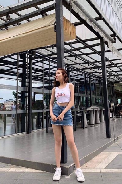 Áo croptop cổ tim form rộng basic đep(KÈM ẢNH THÂT)