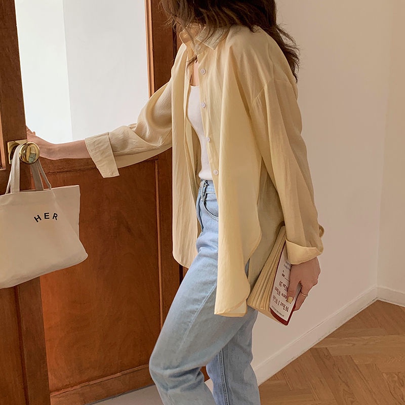 Áo Sơ Mi Mỏng Tay Dài Chống Nắng Phong Cách Mới Mùa Thu Cho Nữ