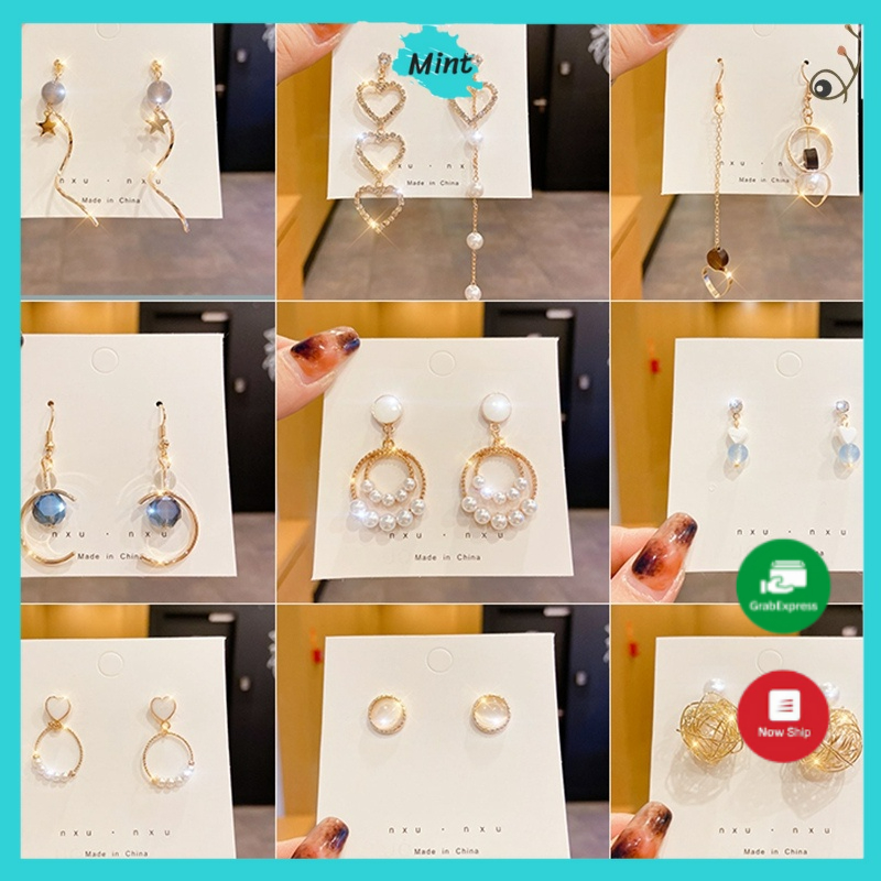 Bông Tai Nữ ❤️KHÔNG GÂY DỊ ỨNG❤️ Khuyên Tai Thanh Lịch Phong Cách Hàn Quốc Chất Liệu Mạ Bạc