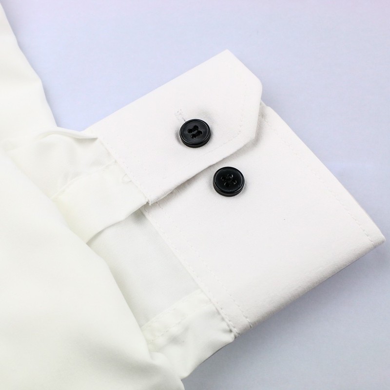 Sơ mi nam Cổ Tàu Trắng Cúc Đen chất lụa Thái không nhăn, Sơ mi nam trơn giá rẻ | BigBuy360 - bigbuy360.vn