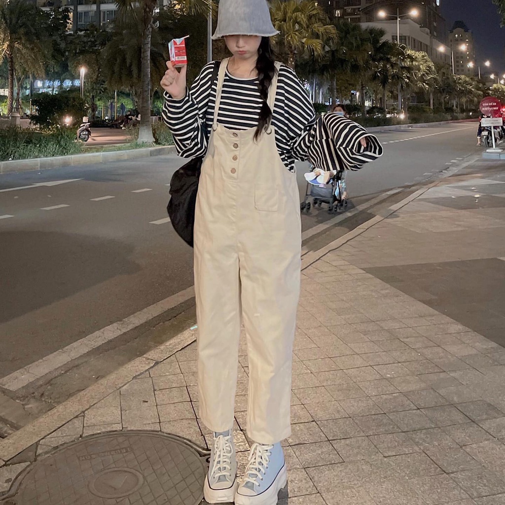 Yếm Quần Kaki Nữ JEMCLOSET Form Rộng Có Túi Trước Phong Cách Năng Động AMOUR 7174