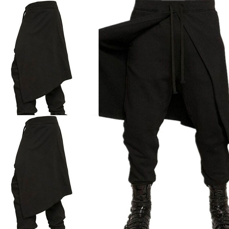 Xiangbao Quần Jogger Dáng Rộng Đáy Thụng Màu Đen Phong Cách Hip Hop Punk Gothic Cho Nam