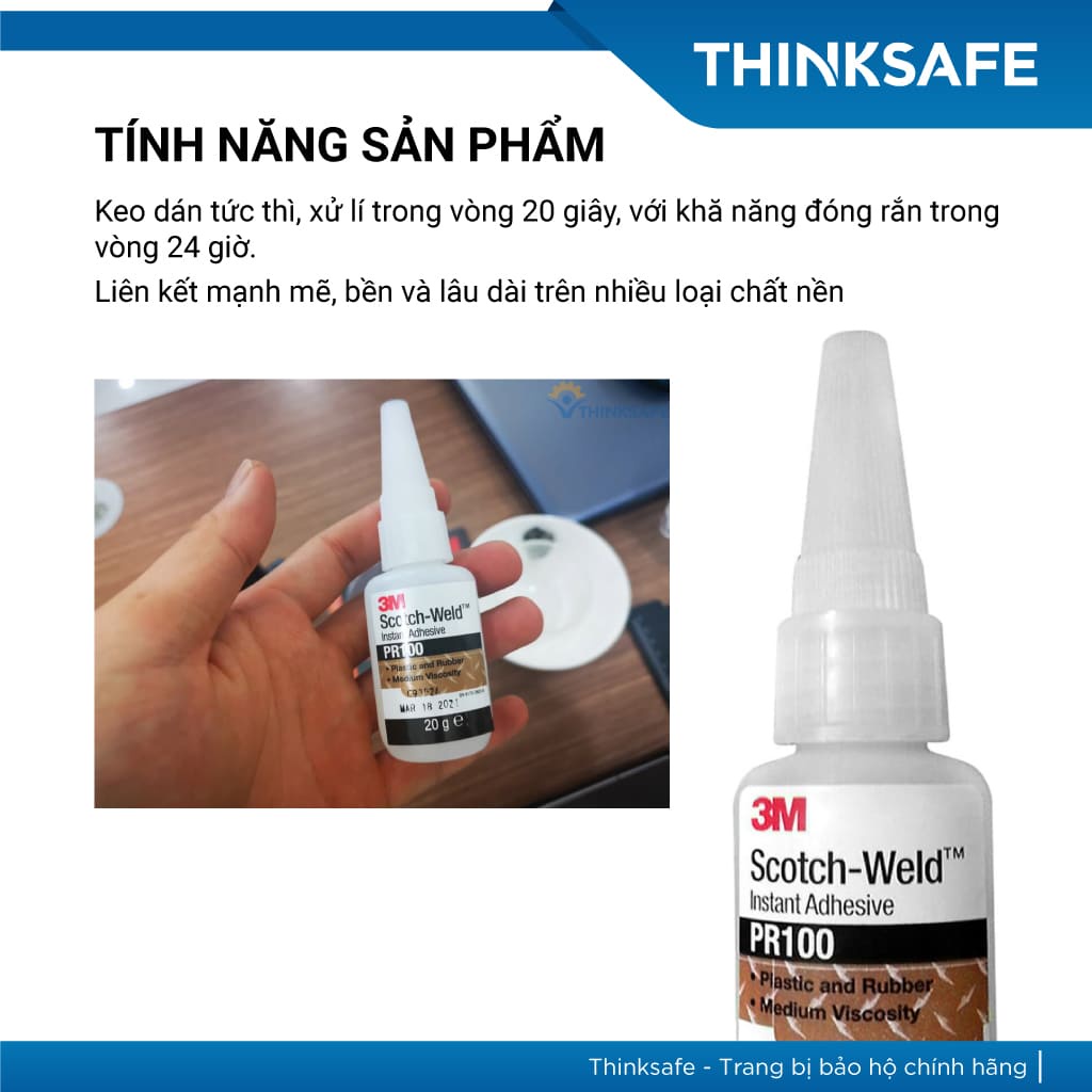 Keo dán đa năng 3M Pr100 dán mica, tường gạch, dãn gỗ, sắt, cao su, keo lâu khô điều chỉnh dễ dàng - THINKSAFE