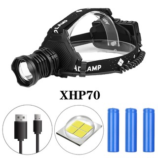 Đèn Pin Đội Đầu 5 Chế Độ Xhp70 Led Với Màn Hình Hiển Thị