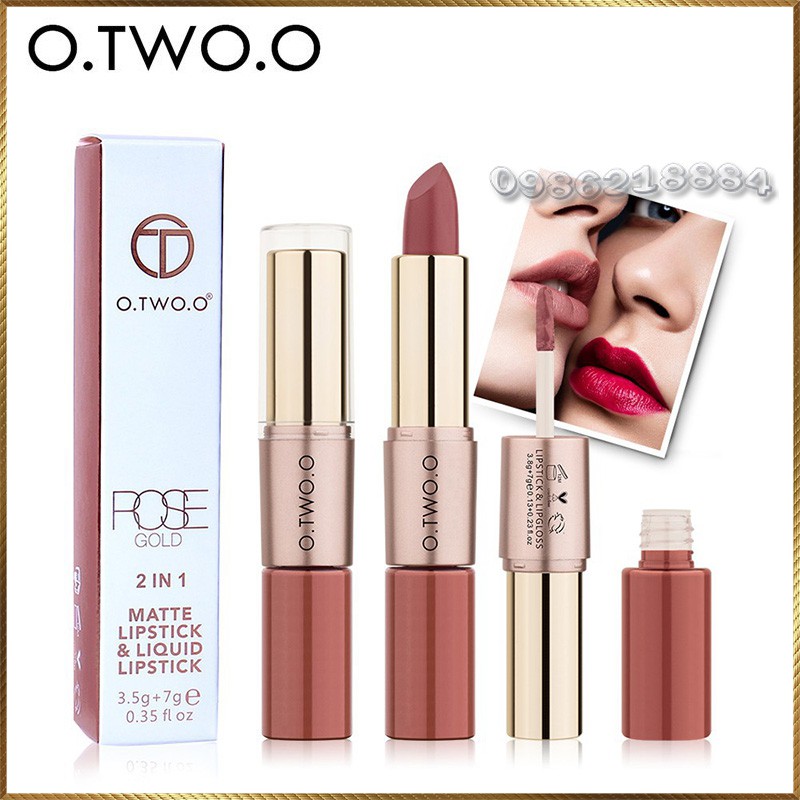 Thỏi son kem hỗn hợp O.TWO.O 2 in 1 Matte Lipstick & Liquid Lipstick LLL1