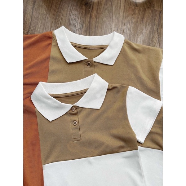 ÁO POLO PHỐI MÀU NÂU CHO BỐ VÀ CON