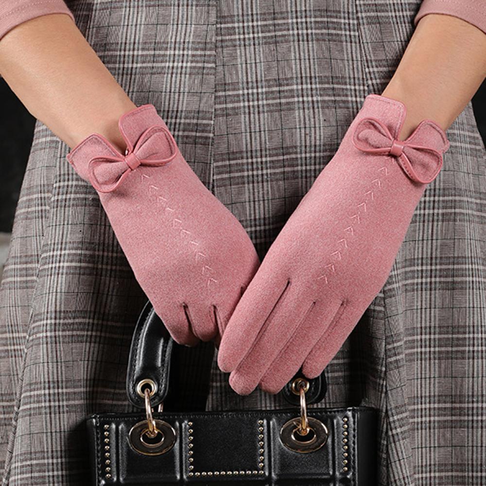 Găng Tay Da Lộn Chống Gió Chống Trượt Giữ Ấm Mùa Đông Cho Nữ