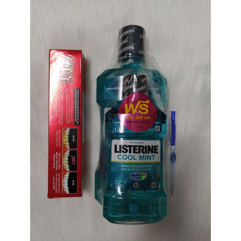 2 chai súc miệng Listerine (750+250)ml và KĐR Zact nhập khẩu Thái Lan