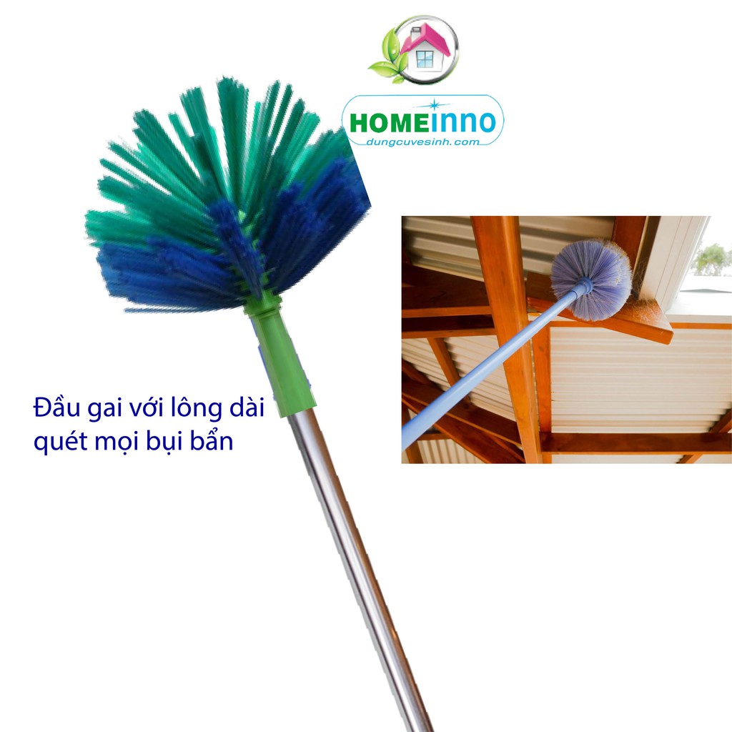 Chổi Quét Trần Nhà, Quét Mạng Nhện Đầu Gai Cán Inox Cao Cấp Dài 1m4/2met/3met/4met