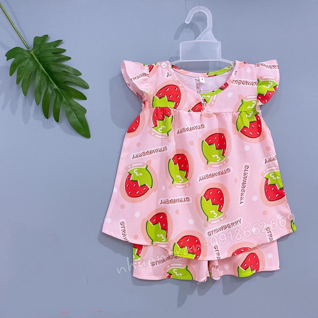 Bộ bé gái (cài khuy vai), vải lanh(Tole) loại 1 size cho bé 5-20 kg