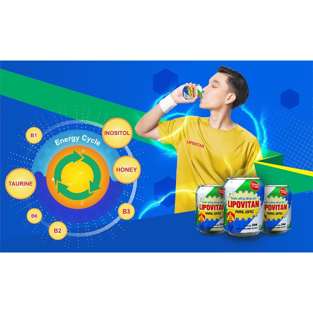 Nước tăng lực Lipovitan Honey _ thùng 24 Lon_lốc 6 lon