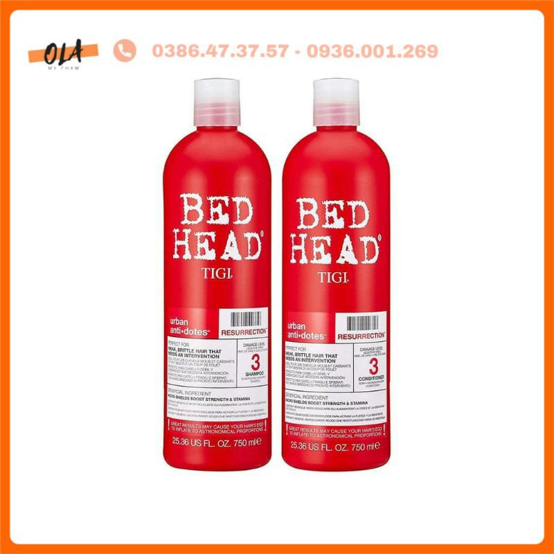 Cặp Dầu Gội Tigi Đỏ Cho Tóc Hư Tổn Cấp Độ 3 750ml Chính Hãng - Mỹ Phẩm Ola