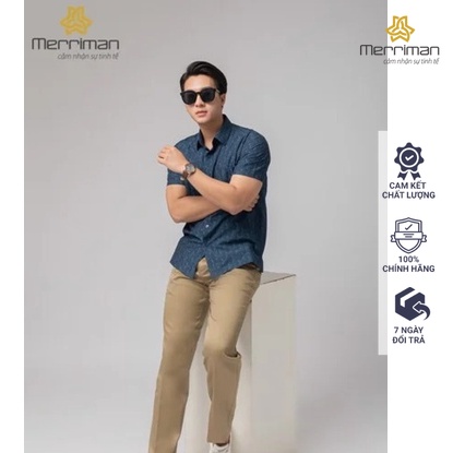 Áo sơ mi nam Casual ngắn tay THMCS217 thương hiệu Merriman chất liệu Bamboo thoáng mát, chống bám mùi tốt